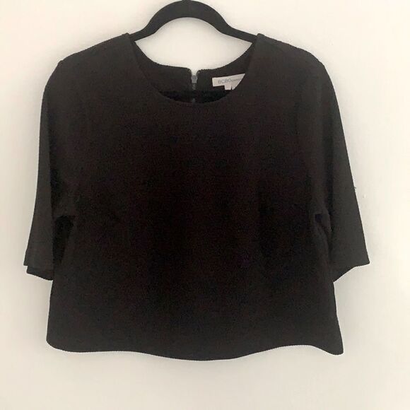 BCBG textured black crop shirt L - Picture 1 of 2